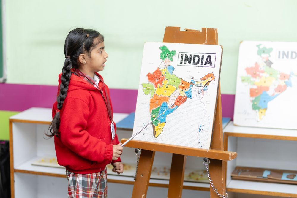 Students presenting a project in class
